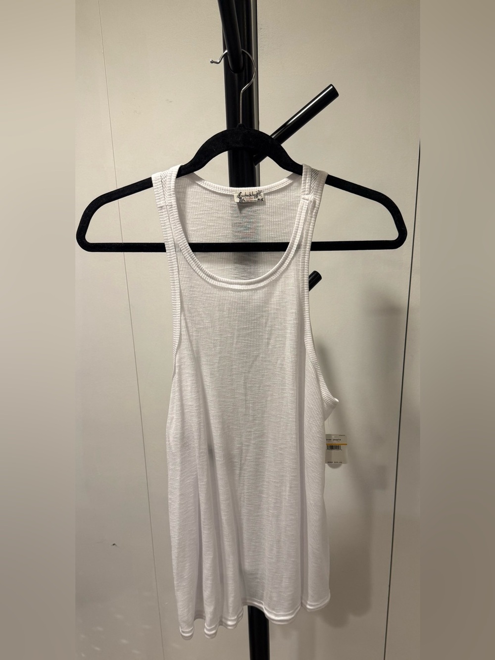 Free People White Ribbed Racerback Tank Top - Picture 2 of 6